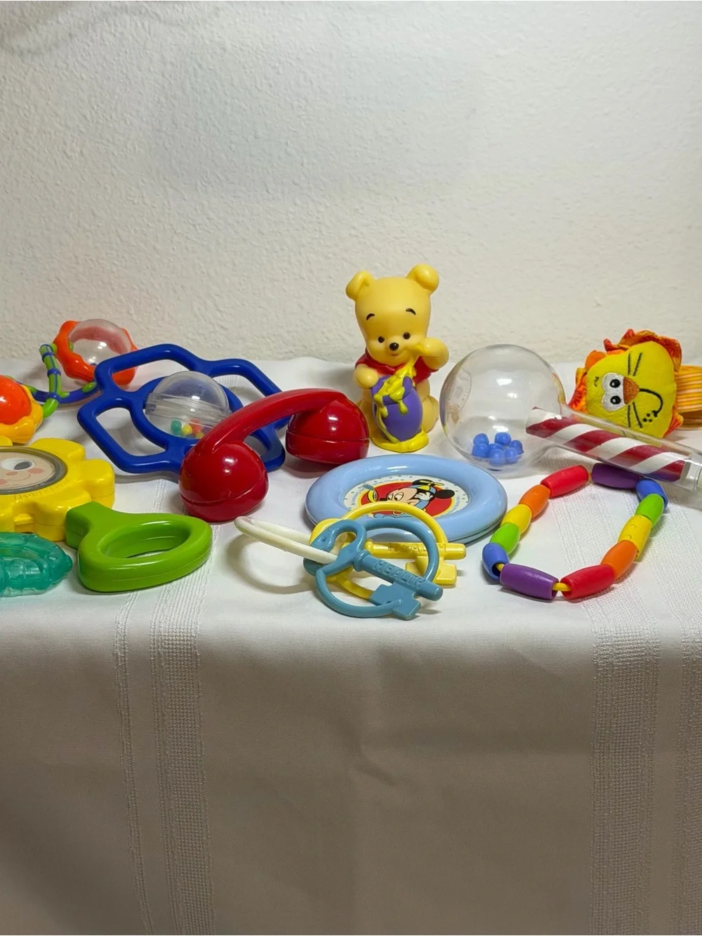 11 Pc Mostly Vintage Baby Toys Rattles Teethers Fisher Price Candy Stripe Flower